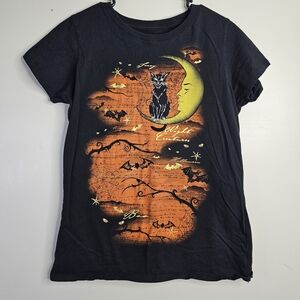 Black Cat Graphic Short Sleeve Tee